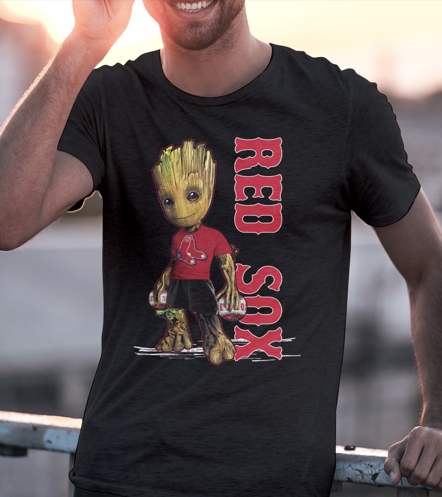 Baby Groot Boston Red Sox Fan Holding Baseballs T-Shirt