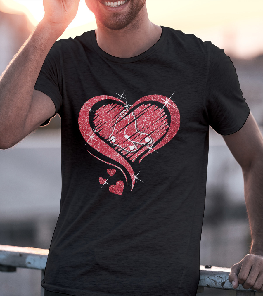 Heart Diamond Boston Red Sox Sparkle Love T-Shirt
