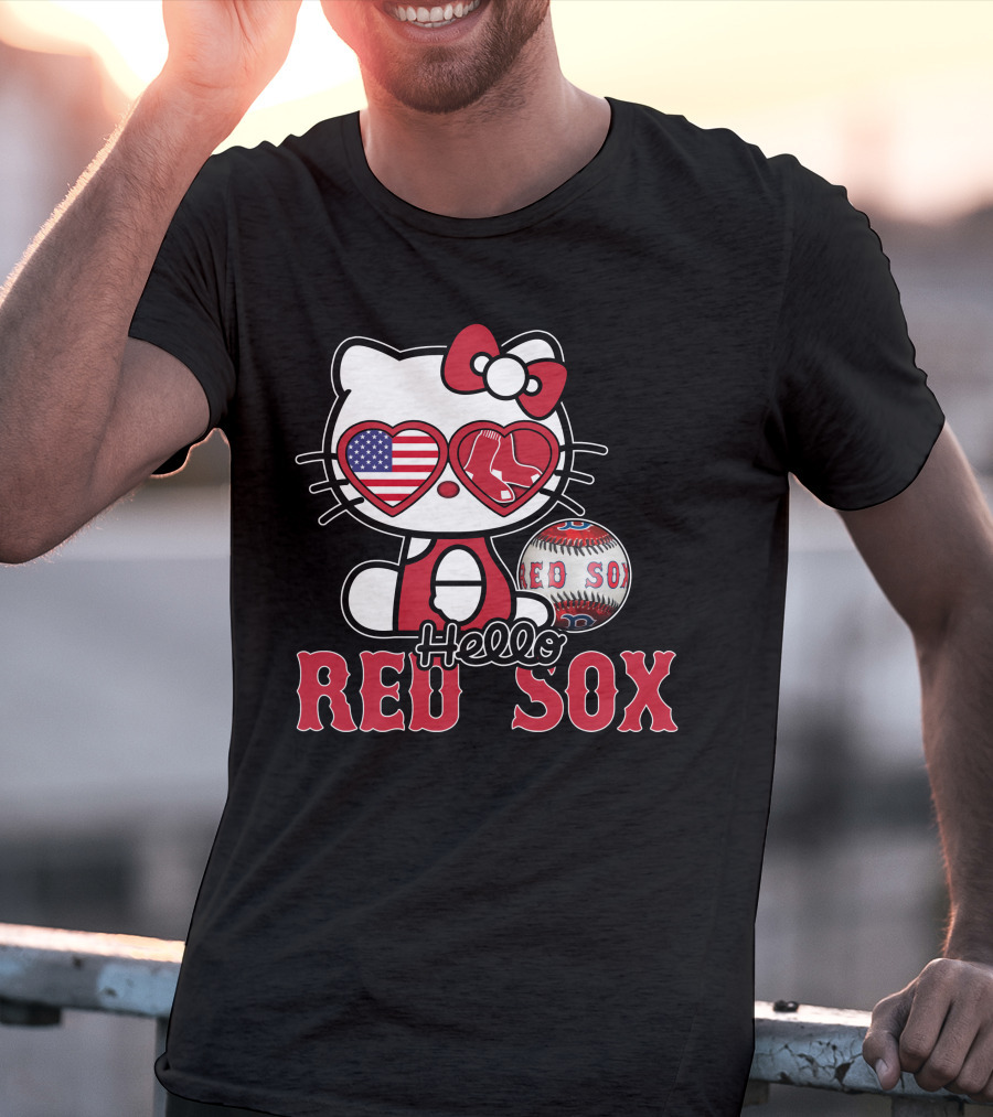 Hello Kitty Red Sox American Heart Baseball Fan T-Shirt