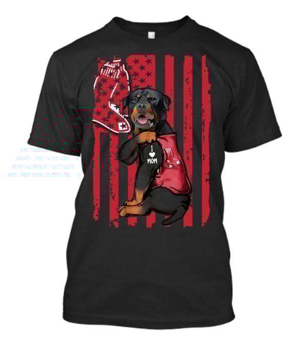 Boston Red Sox Rottweiler I Love Mom T-Shirt