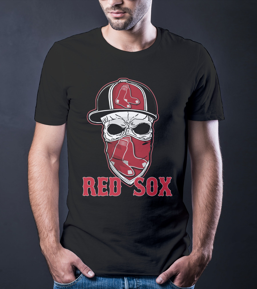 Boston Red Sox Skull Hat Design With Sox T-Shirt