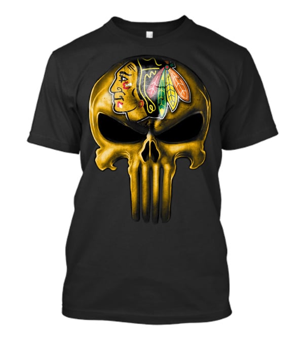 Skull Chicago Blackhawks Punisher Fusion T-Shirt