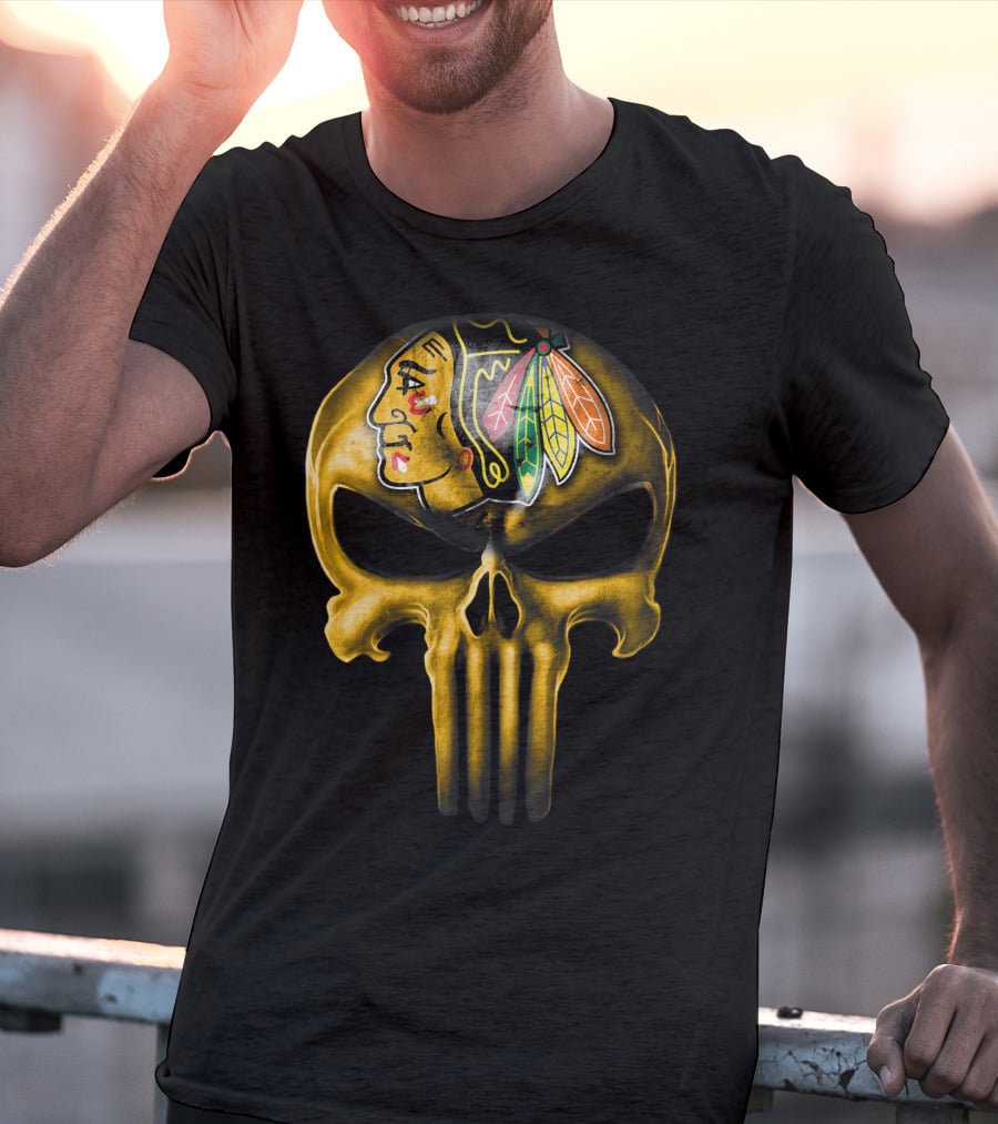Skull Chicago Blackhawks Punisher Fusion T-Shirt