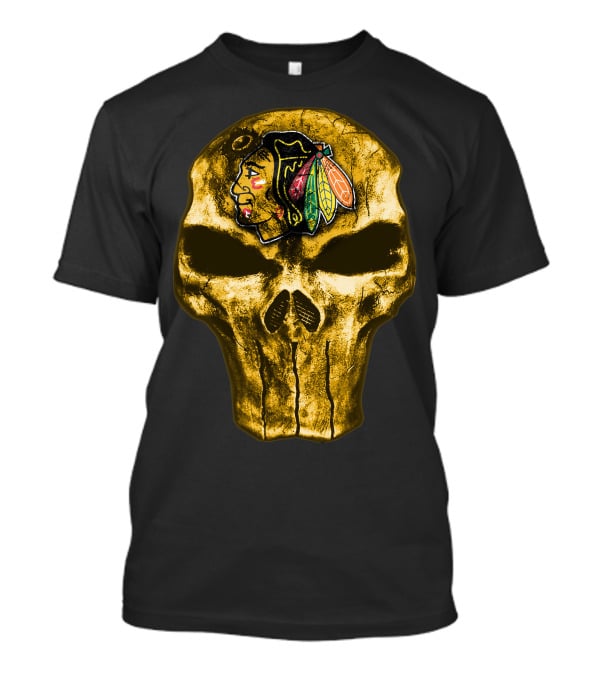 Skull Chicago Blackhawks Logo Fusion T-Shirt