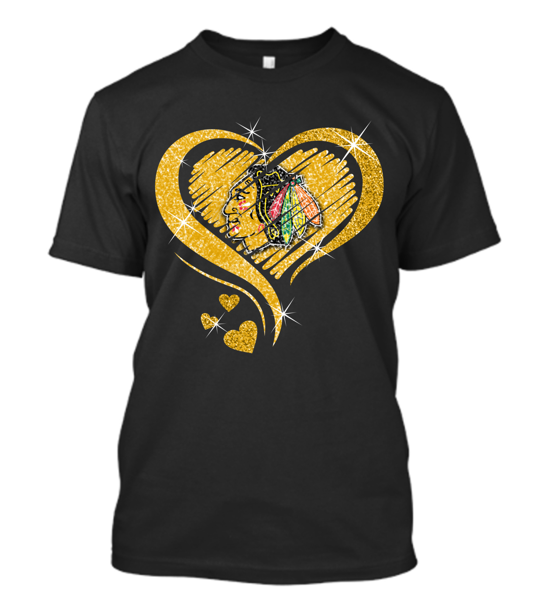 Heart Glitter Chicago Blackhawks T-Shirt