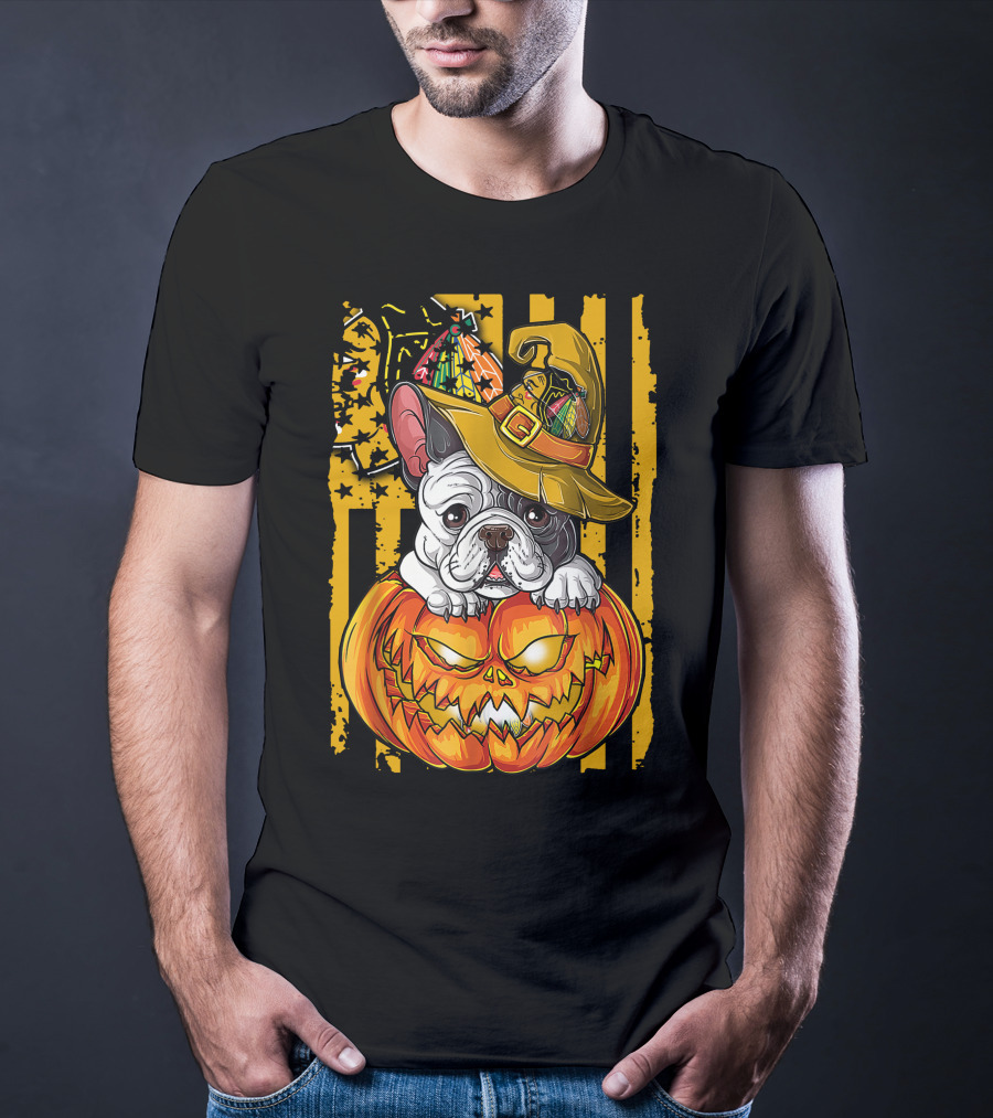 Hlw Bulldog Halloween Pumpkin Chicago Blackhawks T-Shirt