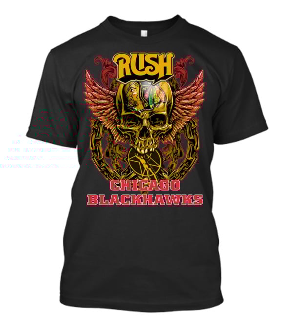 Rush Chicago Blackhawks Skull Wings T-Shirt