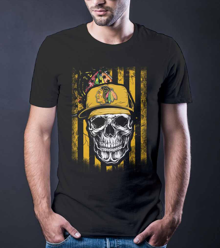 Chicago Blackhawks Skull With Iconic Cap T-Shirt