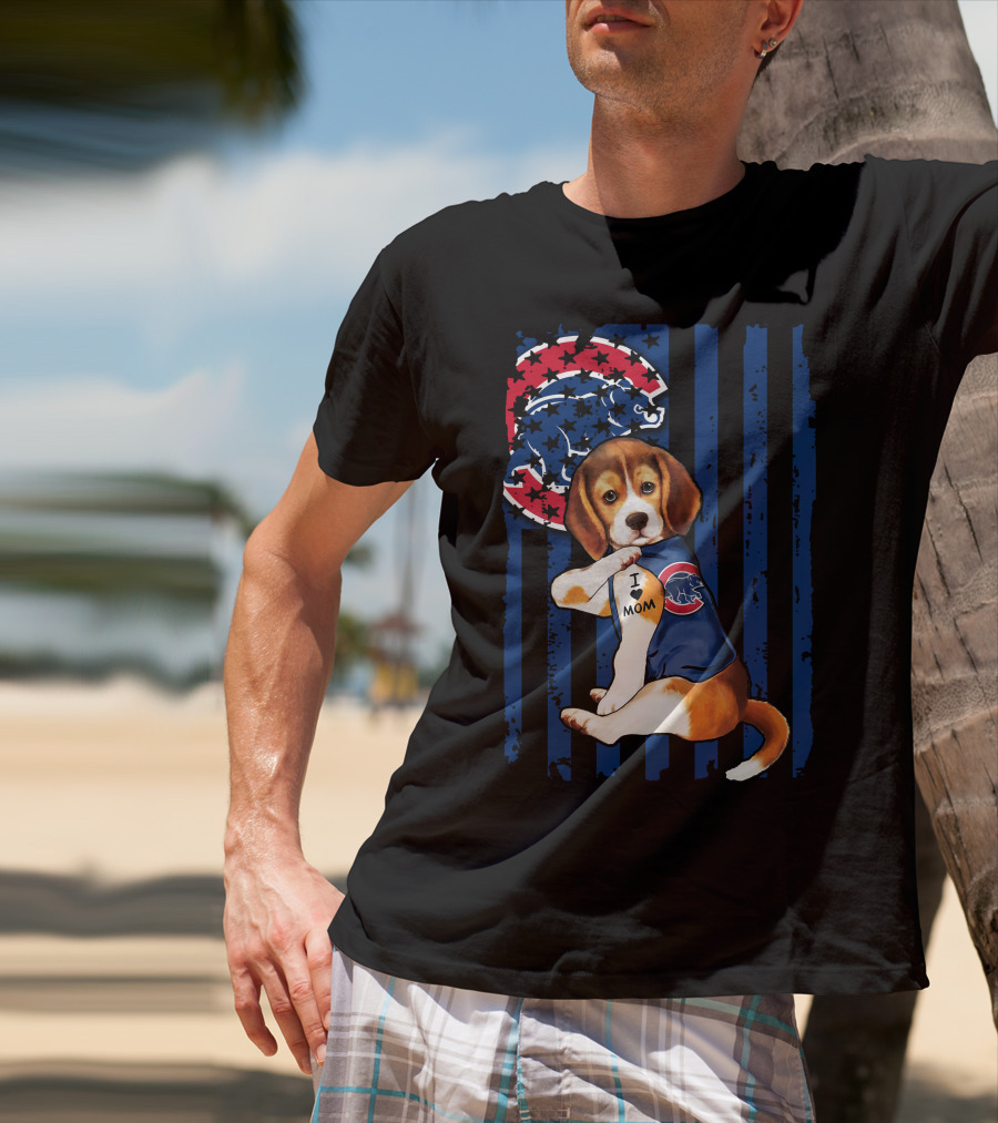 Beagle I Love Mom Chicago Cubs Fan T-Shirt