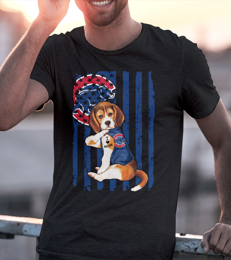 Beagle I Love Mom Chicago Cubs Fan T-Shirt