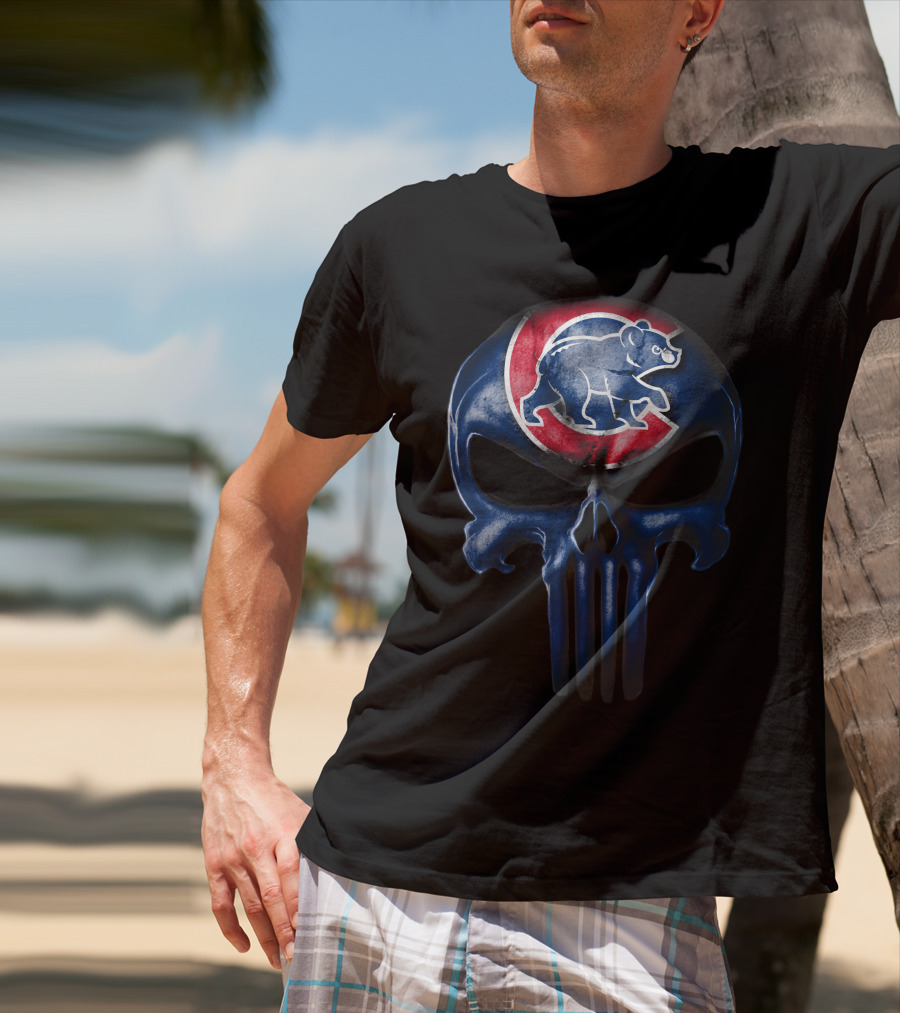Chicago Cubs Skull Punisher T-Shirt