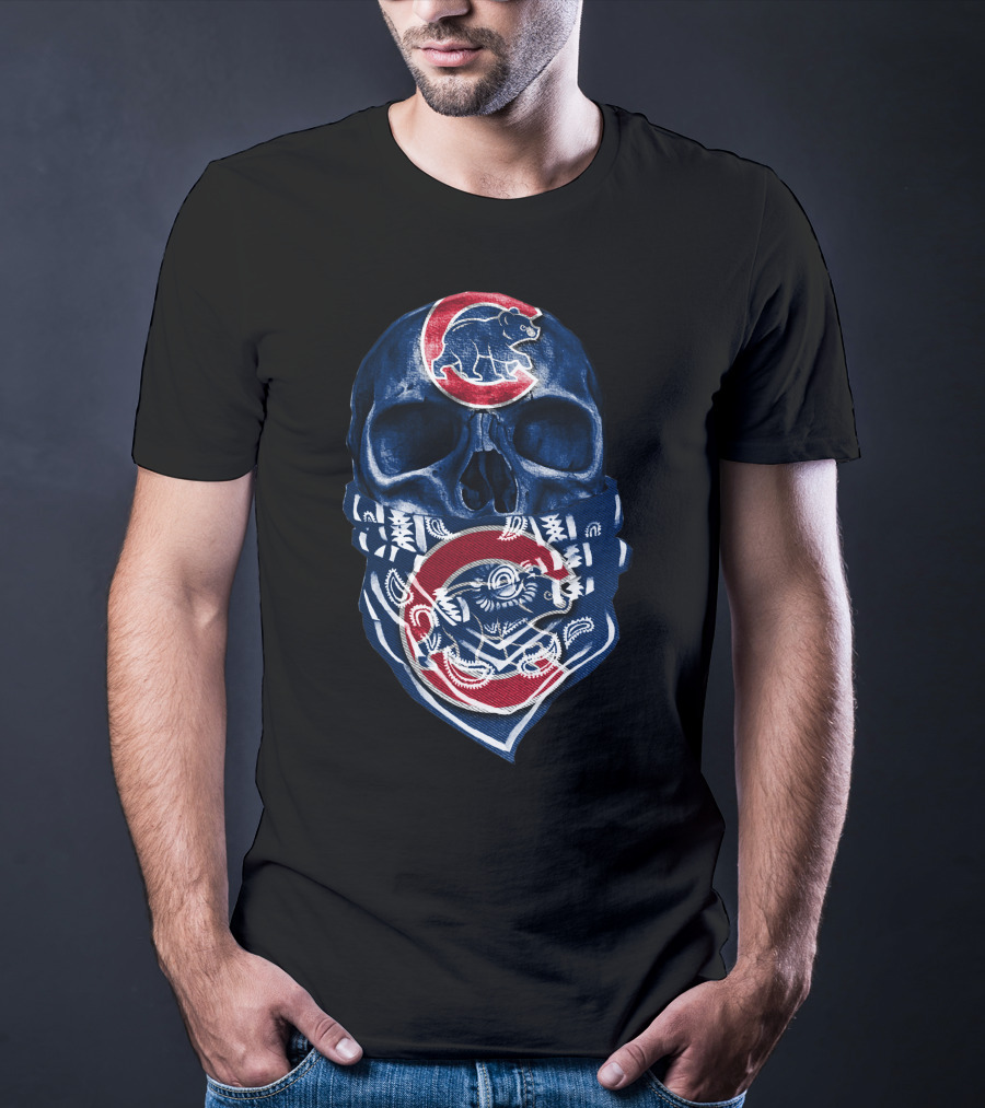 Chicago Cubs Skull Bandana Bear T-Shirt