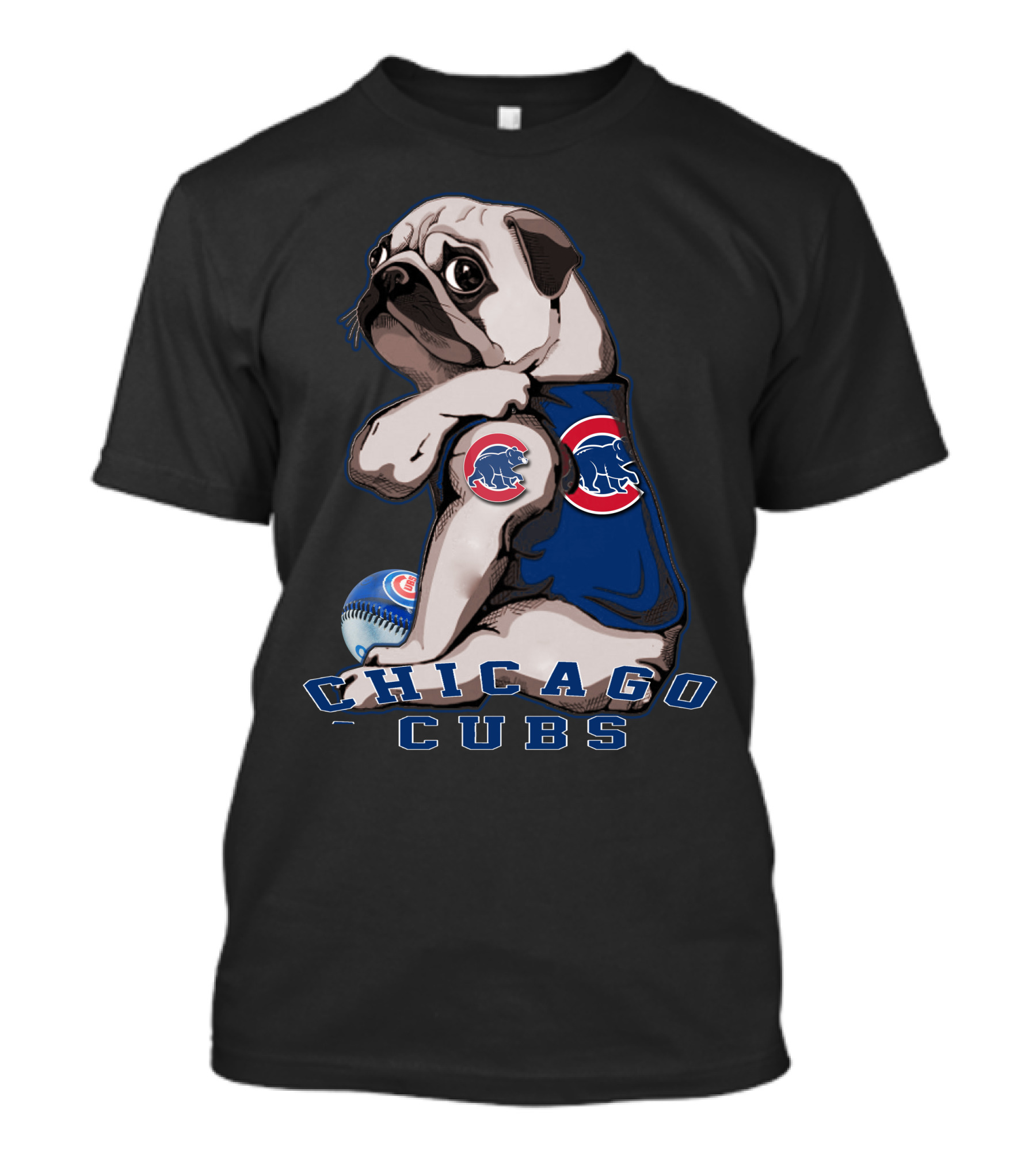 Chicago Cubs Pug Baseball T-Shirt