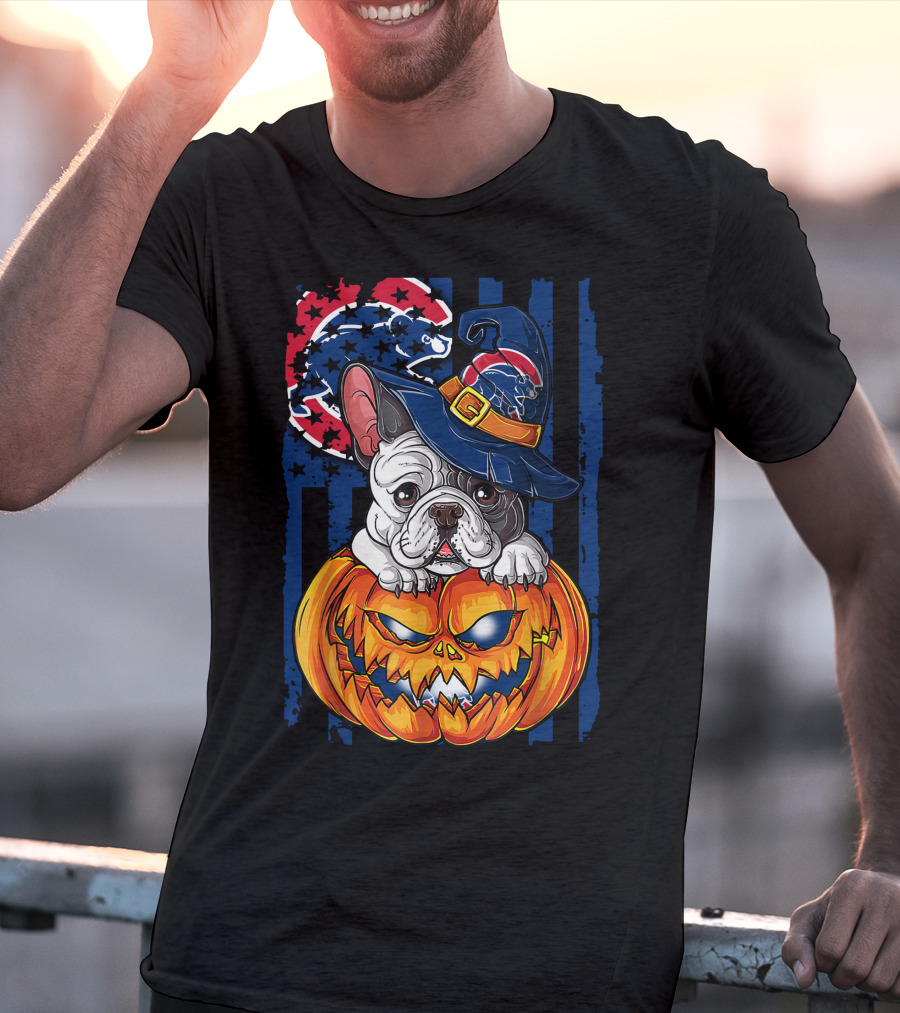Hlw Bulldog Chicago Cubs Halloween Pumpkin Wizard T-Shirt