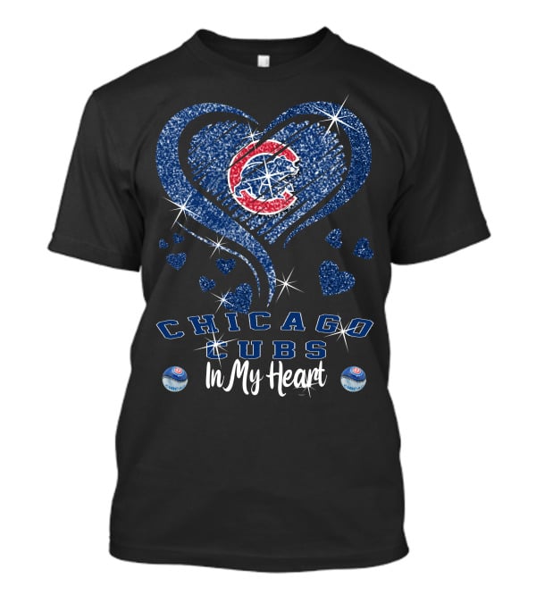 Chicago Cubs In My Heart With Sparkling Blue Heart T-Shirt