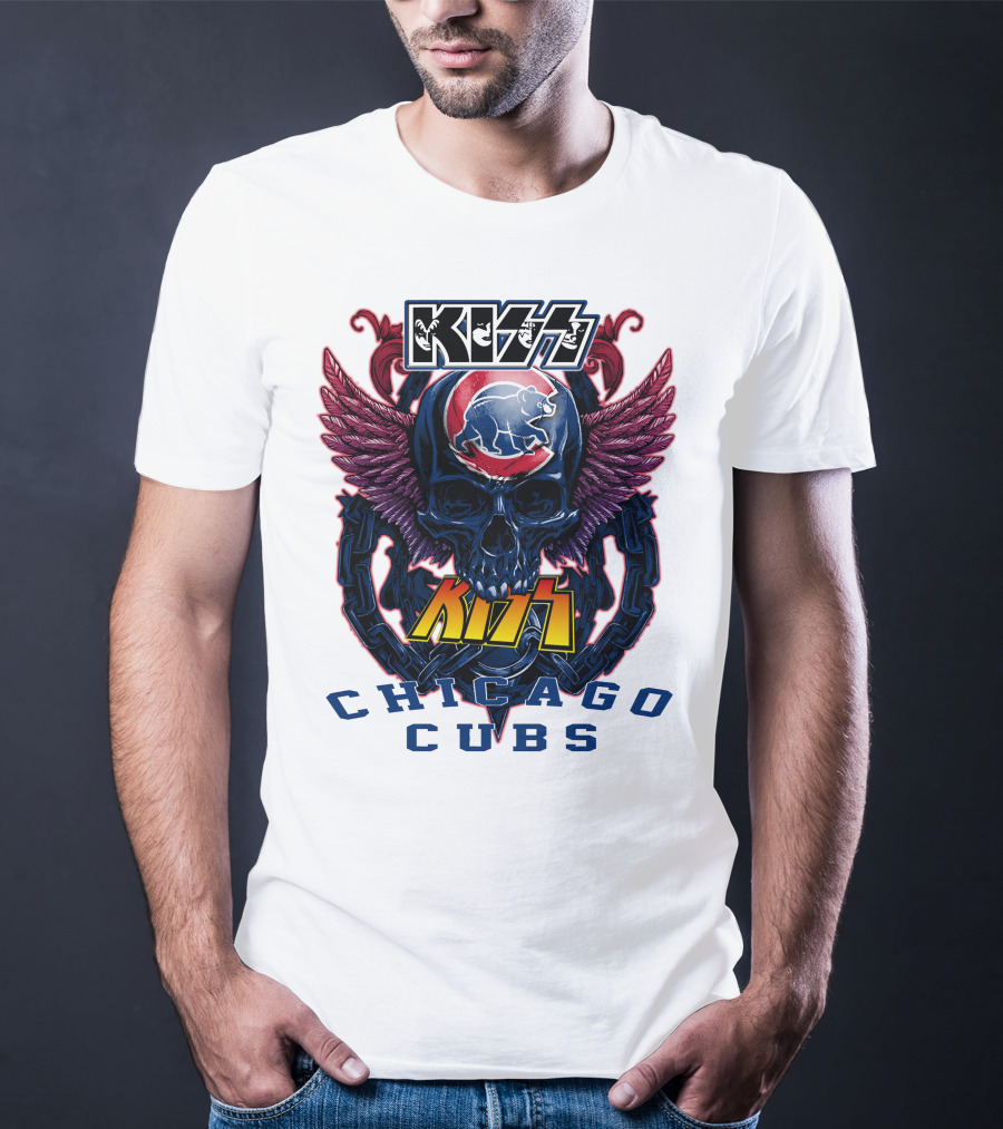 Kiss Chicago Cubs Skull Wings T-Shirt