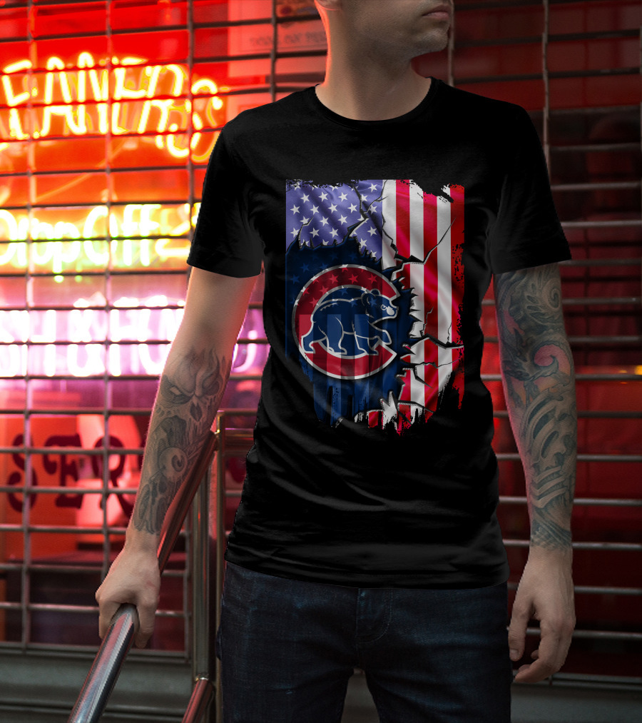 Flag Chicago Cubs American Stars And Stripes Bear T-Shirt