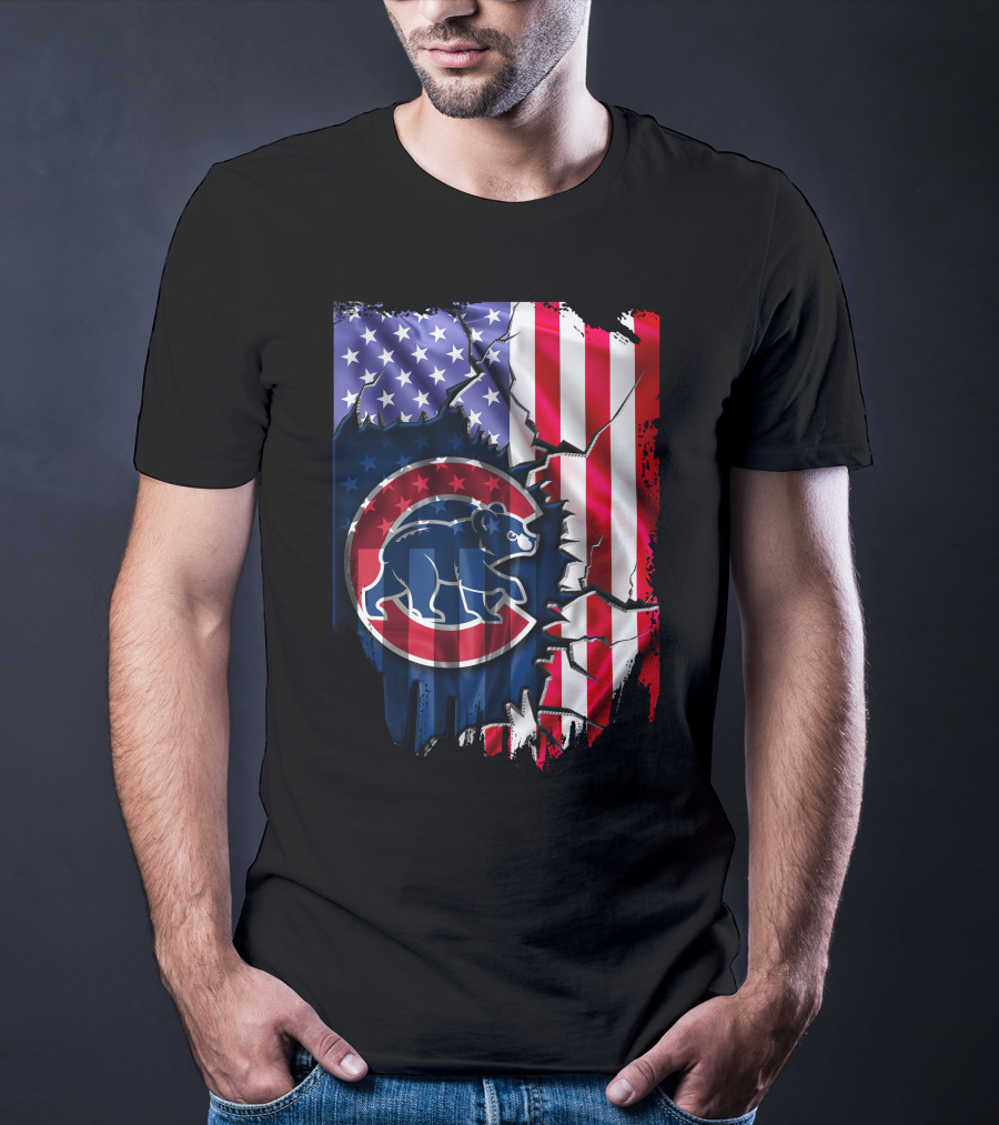 Flag Chicago Cubs American Stars And Stripes Bear T-Shirt