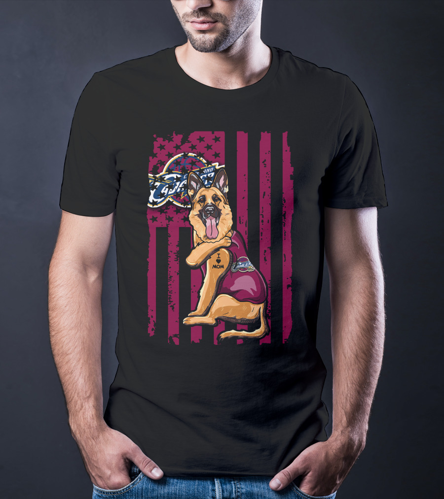 German Shepherd Cleveland Cavaliers Logo Tattoo I Mom T-Shirt