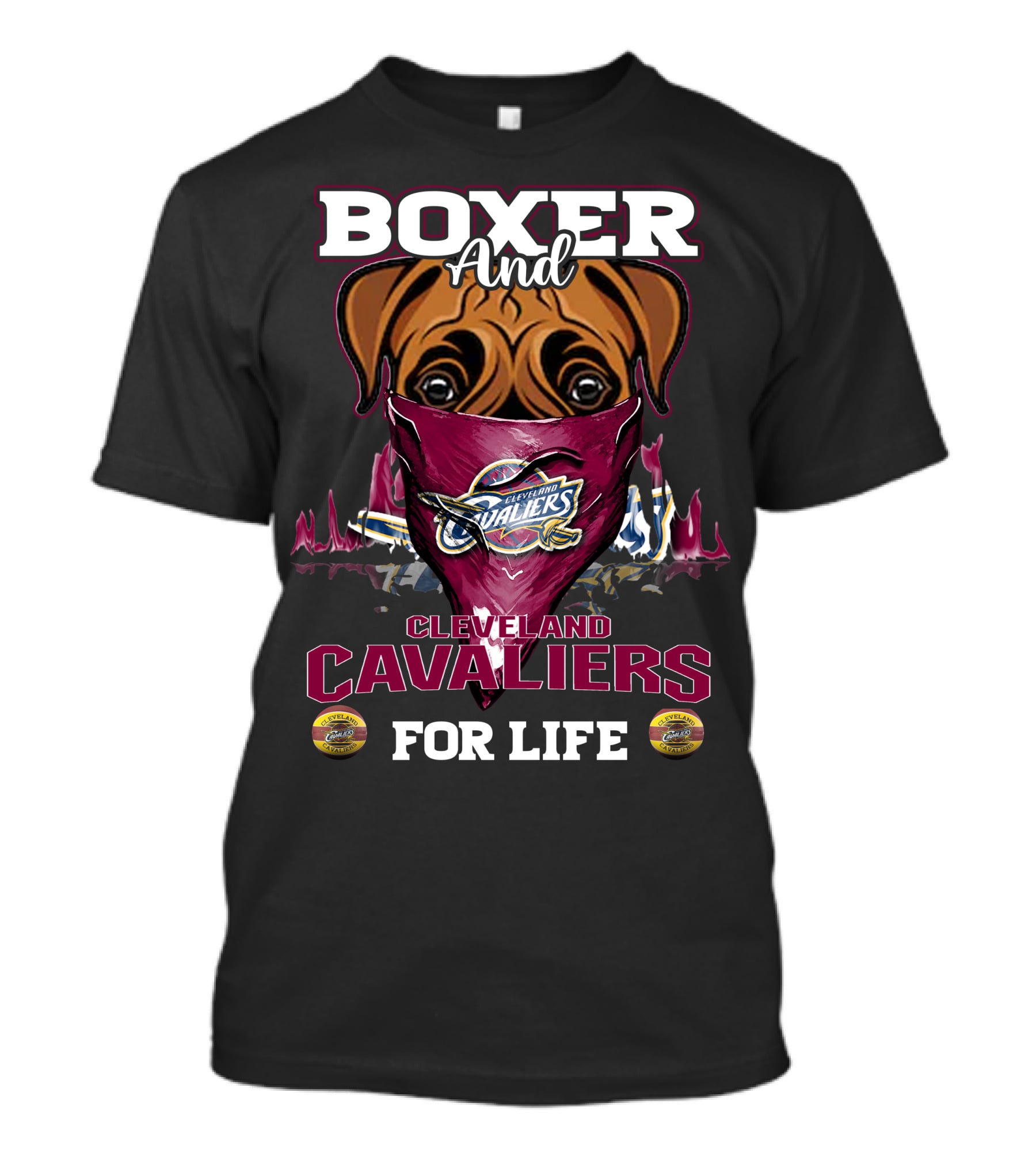 Boxer And Cleveland Cavaliers For Life T-Shirt