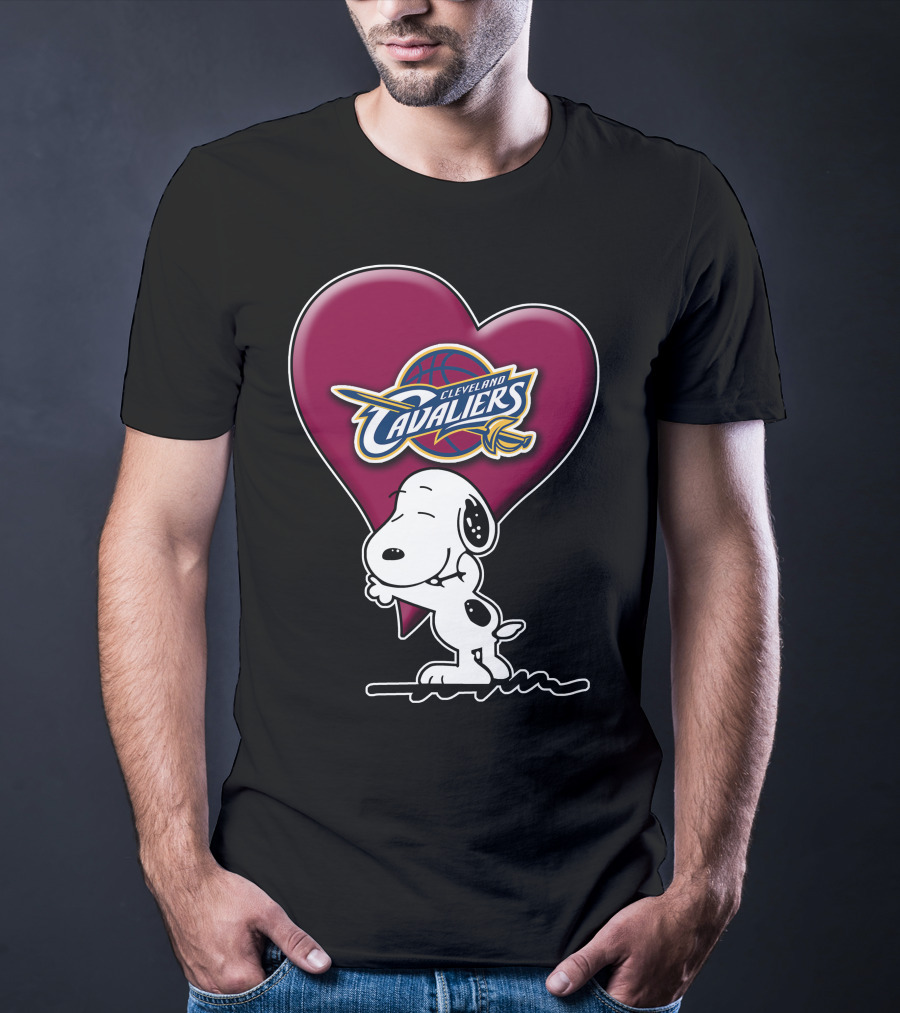 Snp V1 Cleveland Cavaliers Heart Basketball Snoopy Hugging T-Shirt