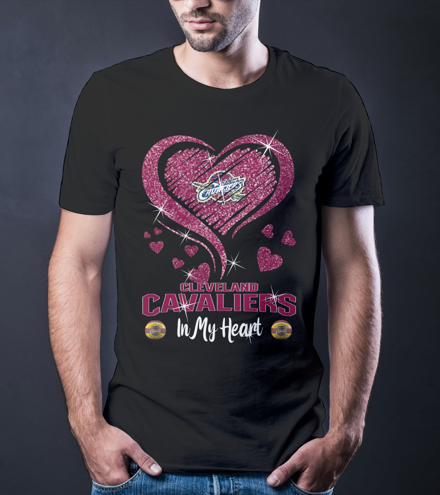 Cleveland Cavaliers In My Heart Sparkling Hearts T-Shirt