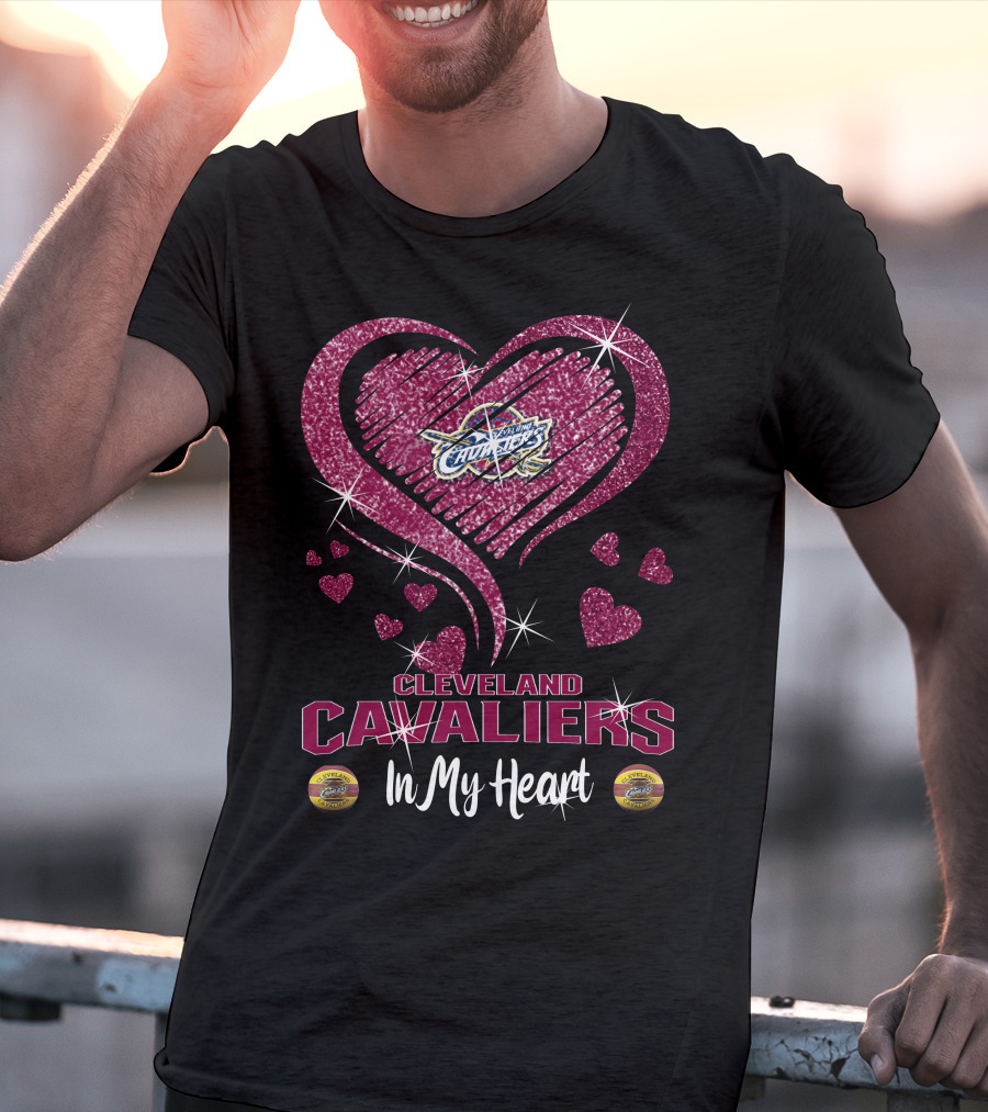 Cleveland Cavaliers In My Heart Sparkling Hearts T-Shirt