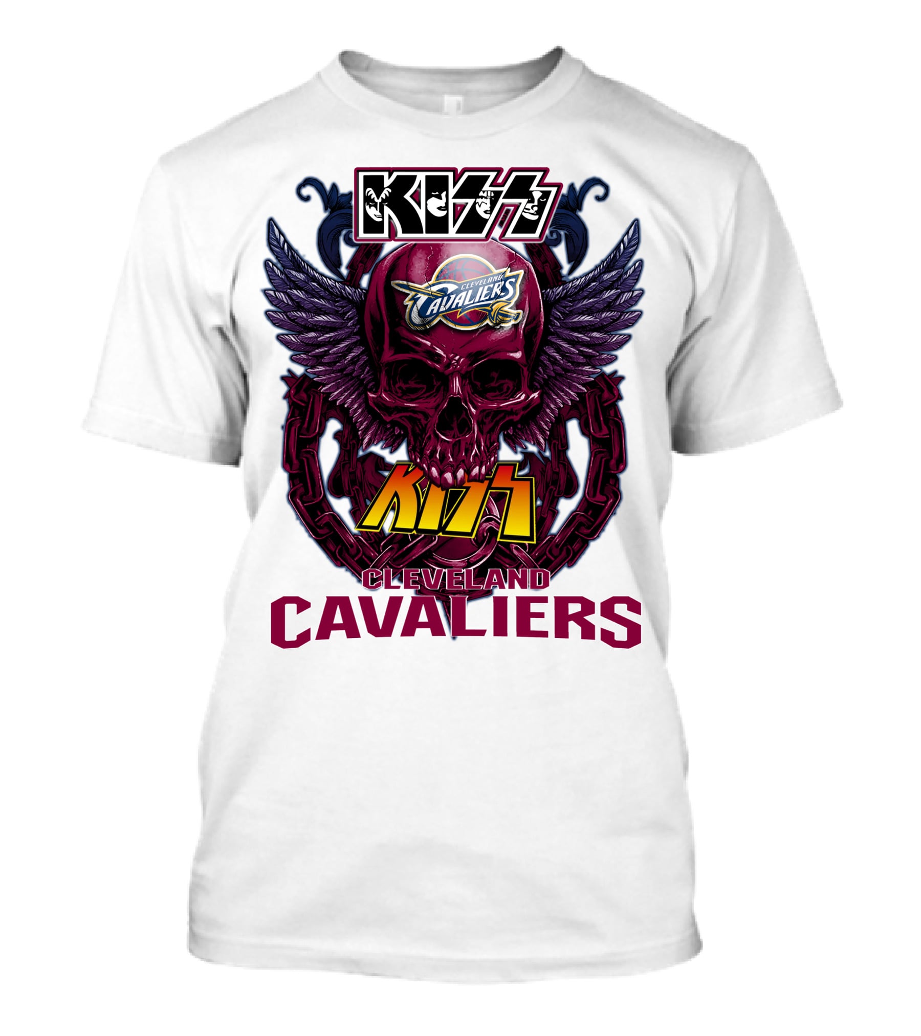 Kiss Cleveland Cavaliers Skull Wings T-Shirt