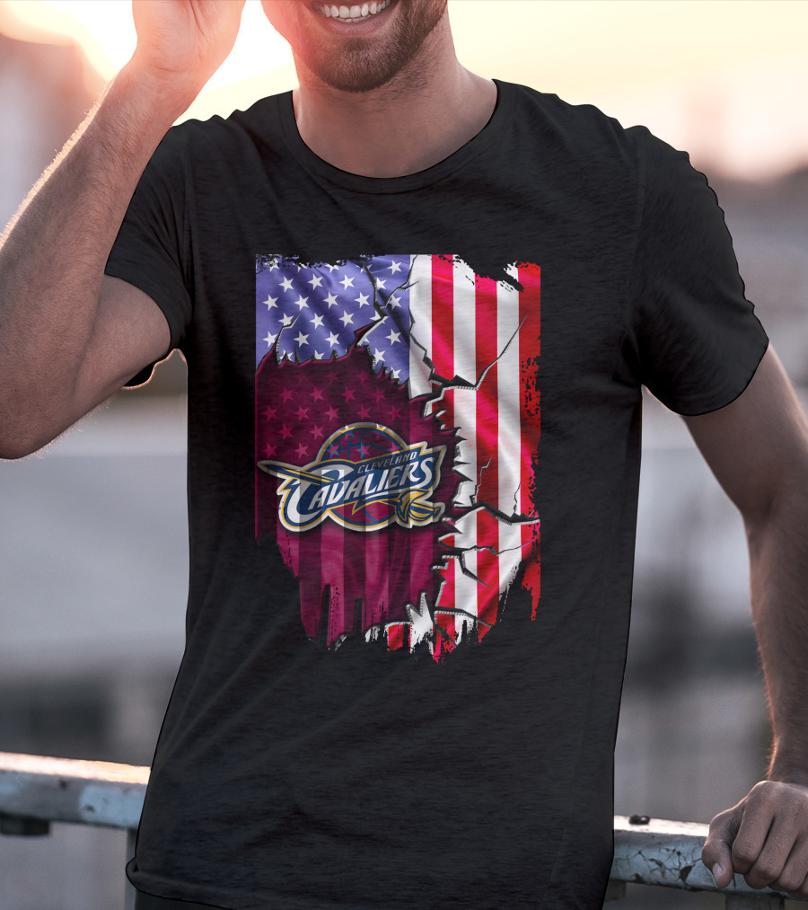 Cleveland Cavaliers USA Flag Ripped Effect T-Shirt