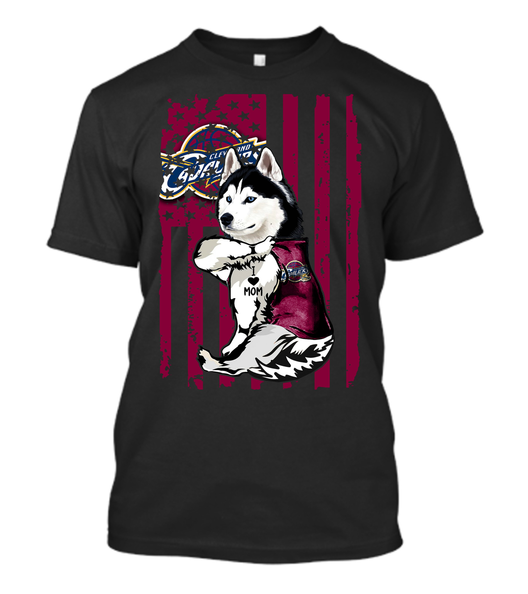 Cleveland Cavaliers Siberian Husky I Love Mom T-Shirt