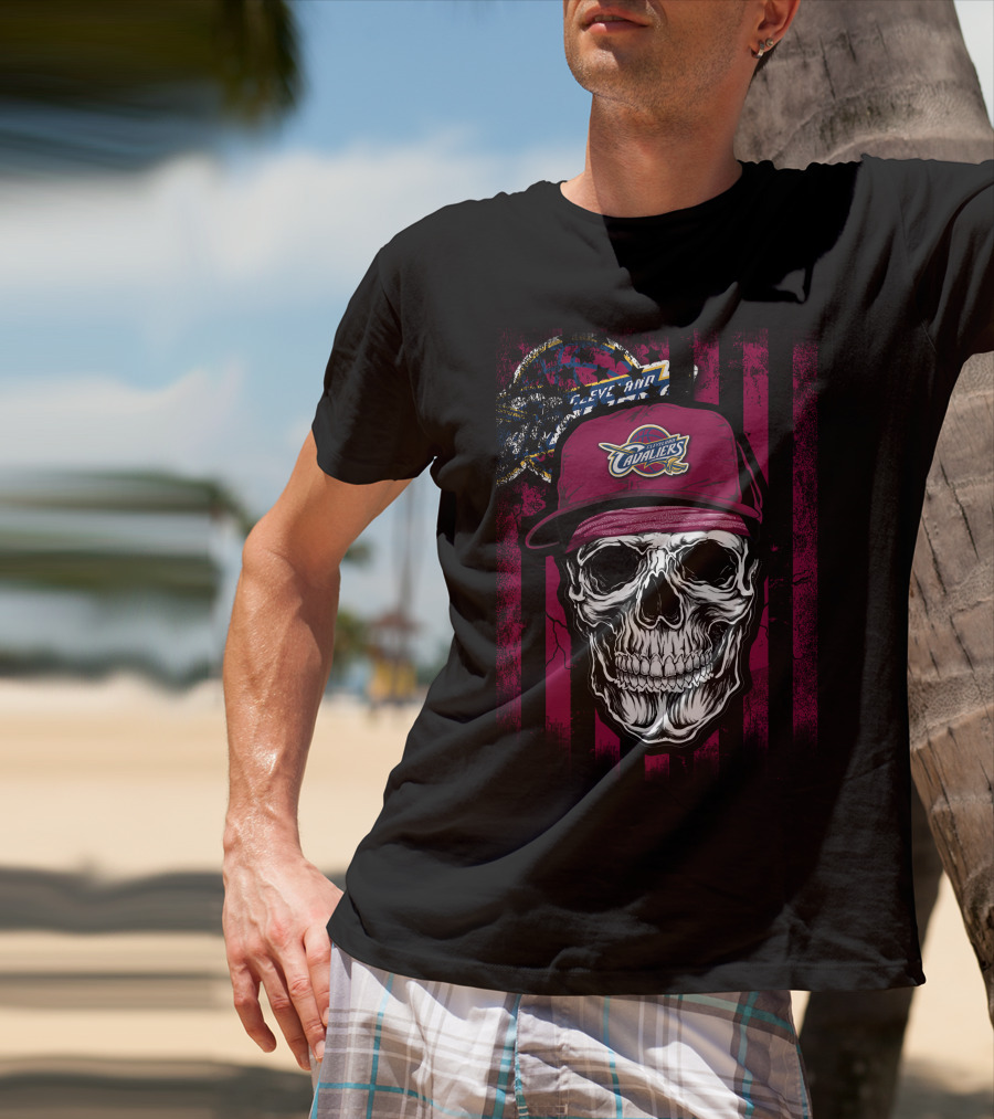 Cleveland Cavaliers Skull With Logo Hat T-Shirt