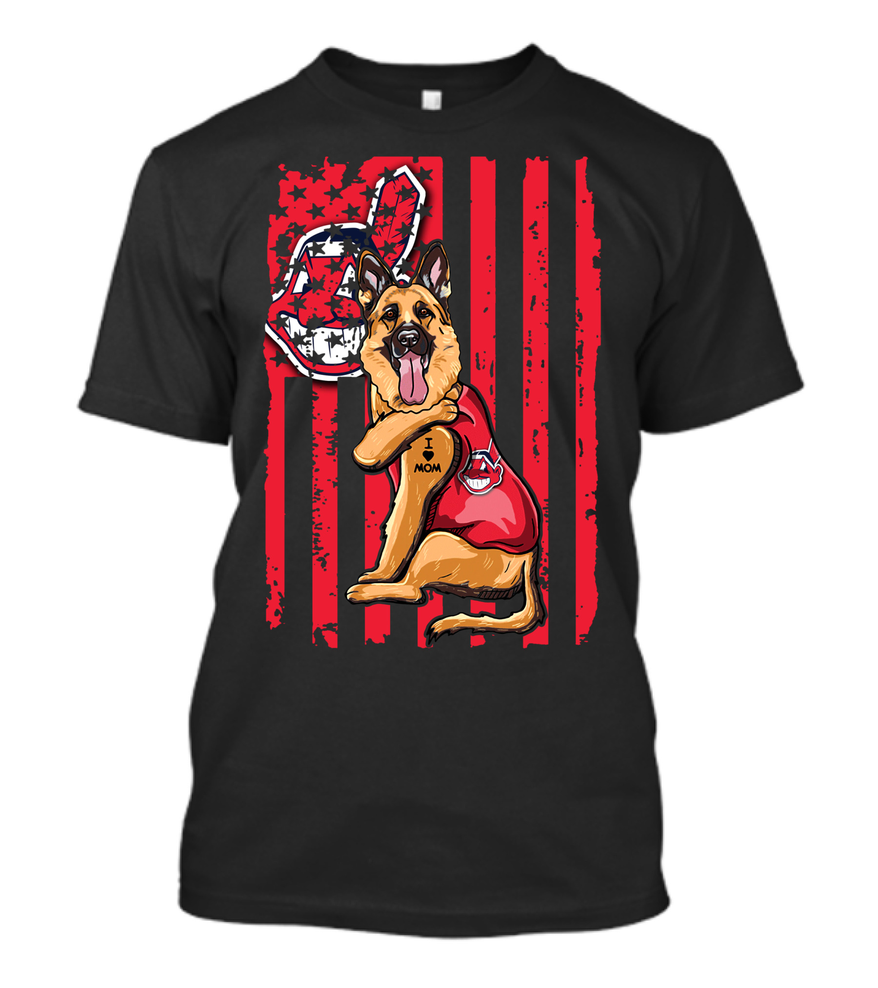 German Shepherd Cleveland Indians Flag And Team Spirit T-Shirt