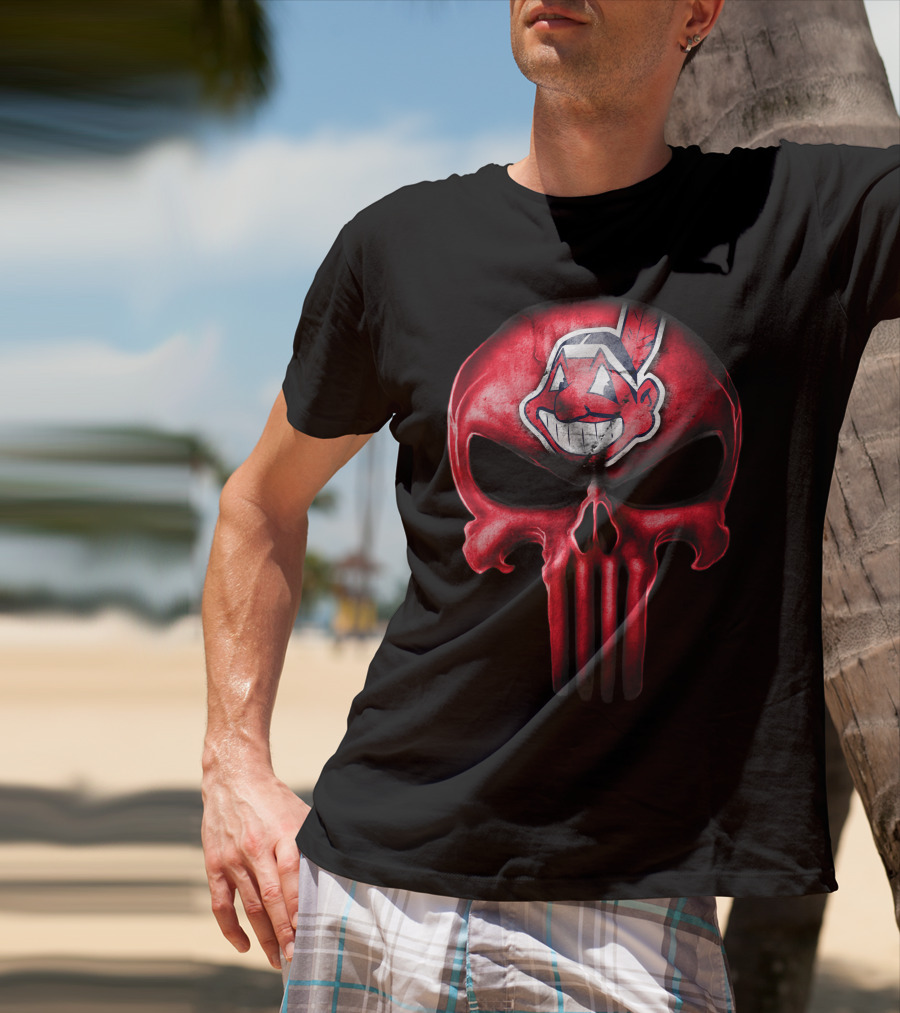 Punisher Skull With Chief Wahoo Cleveland Indians T-Shirt
