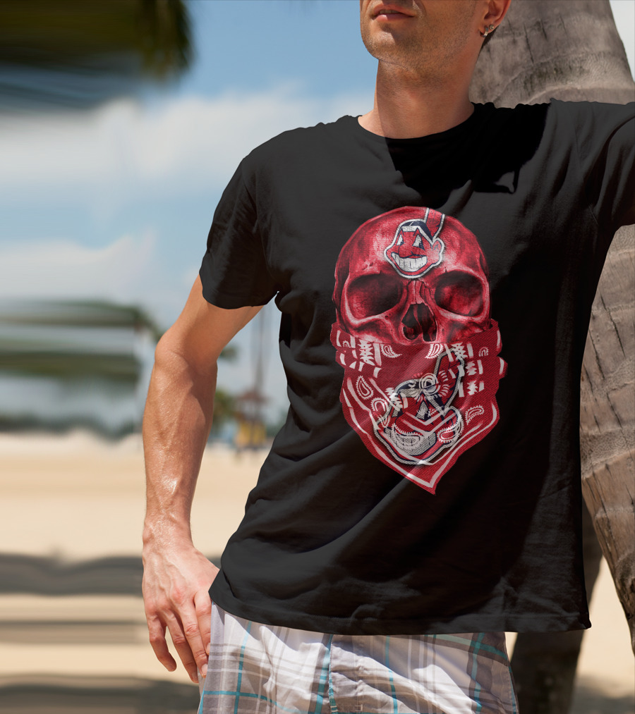 Skull Cleveland Indians Logo Bandana T-Shirt