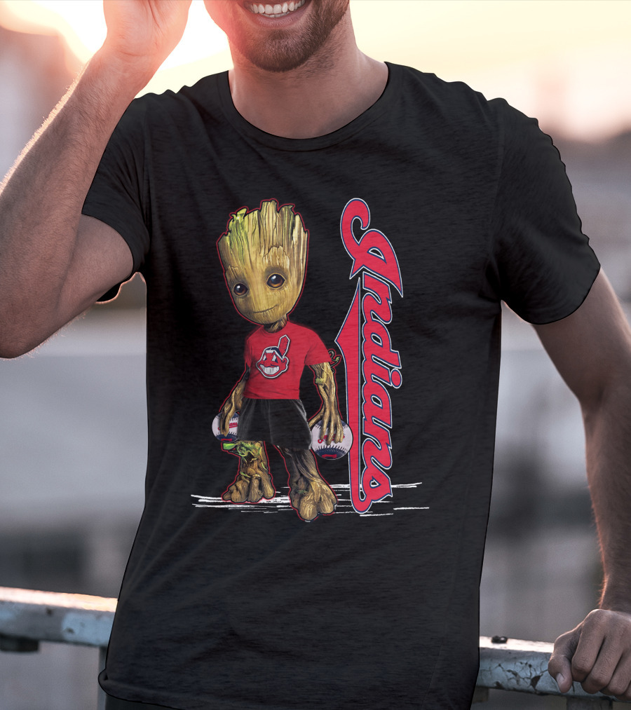 Groot Indians Baseball Character With Team T-Shirt