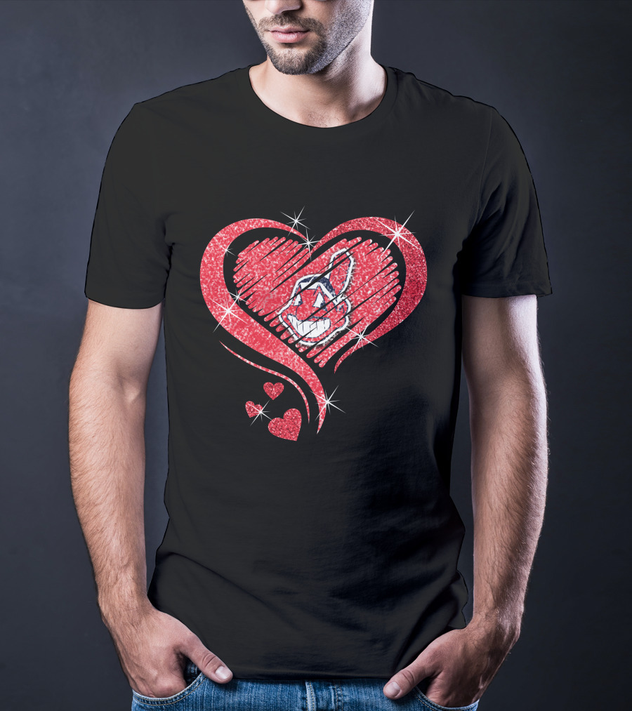 Heart Diamond Cleveland Indians Sparkle T-Shirt