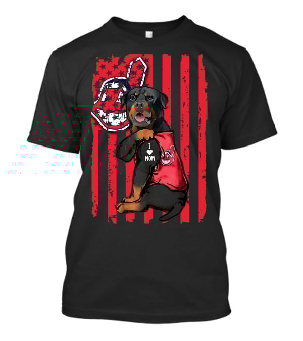Rottweiler I Love Mom Cleveland Indians T-Shirt
