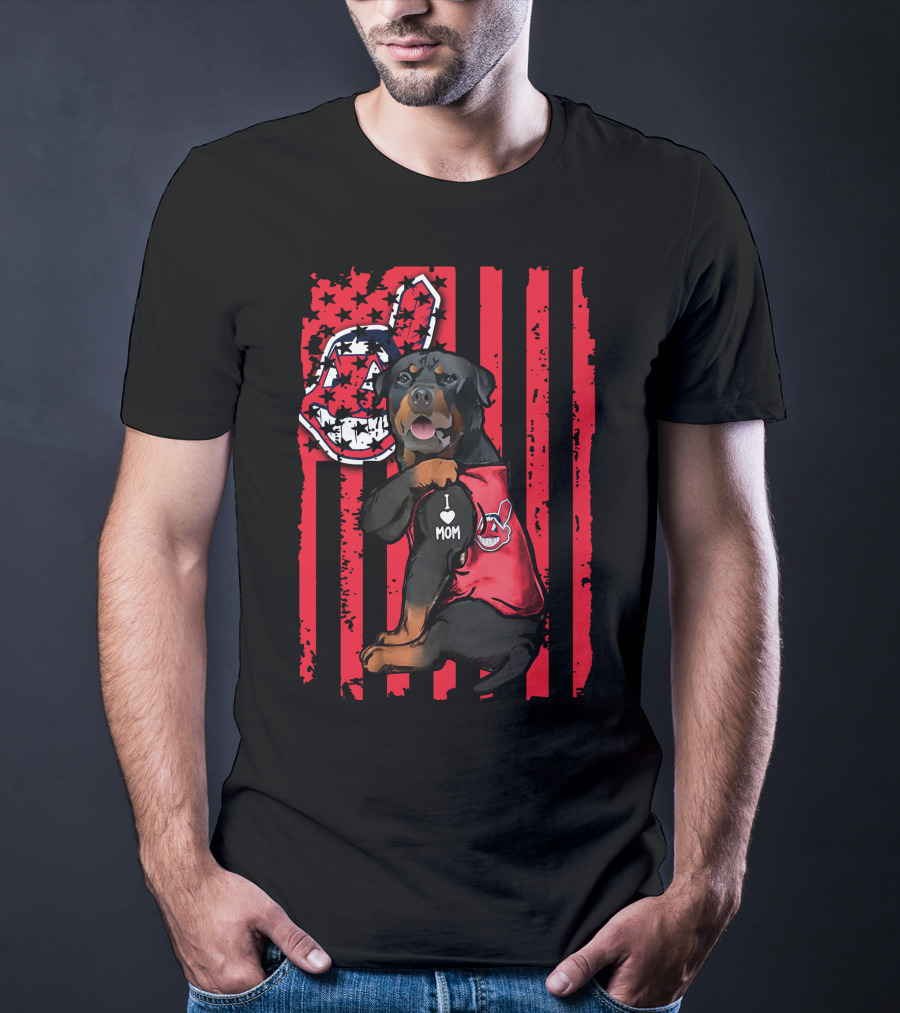 Rottweiler I Love Mom Cleveland Indians T-Shirt