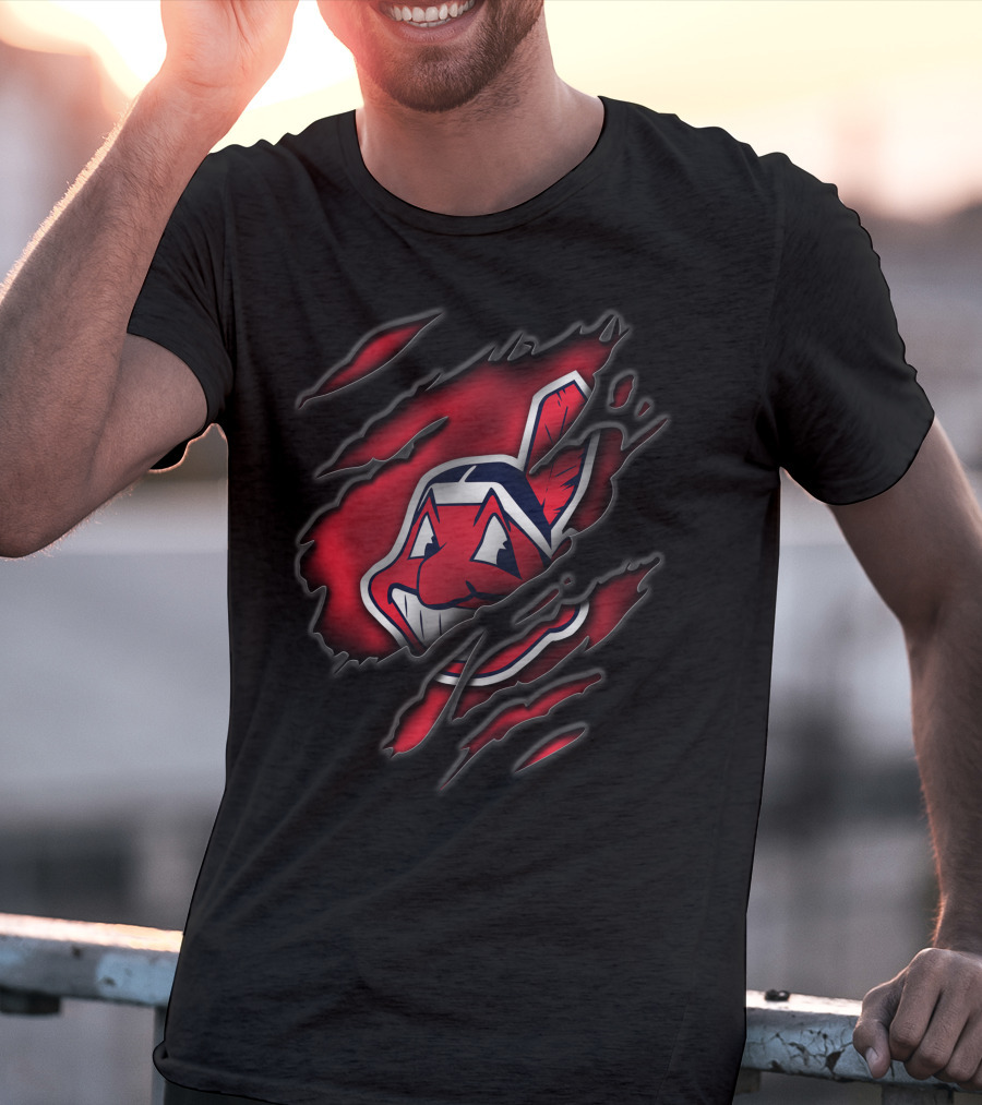 Torn Cleveland Indians Chief Wahoo T-Shirt
