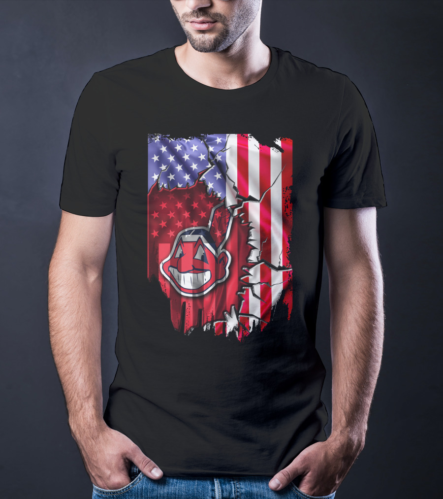 American Flag Cleveland Indians Iconic T-Shirt