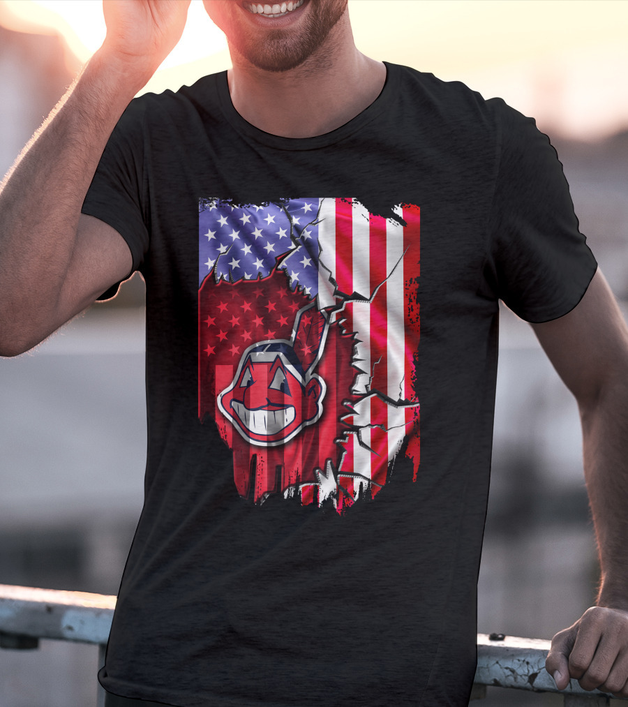 American Flag Cleveland Indians Iconic T-Shirt