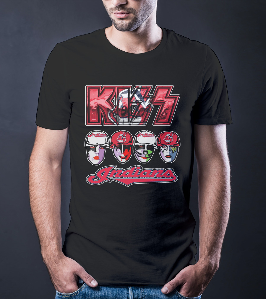 Kiss Cleveland Indians Face Paint Baseball Team T-Shirt