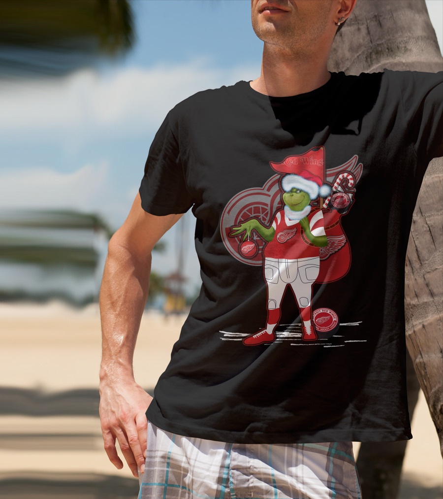 Grinchxmas Red Wings Hockey Holiday Crossover Detroit Wear T-Shirt