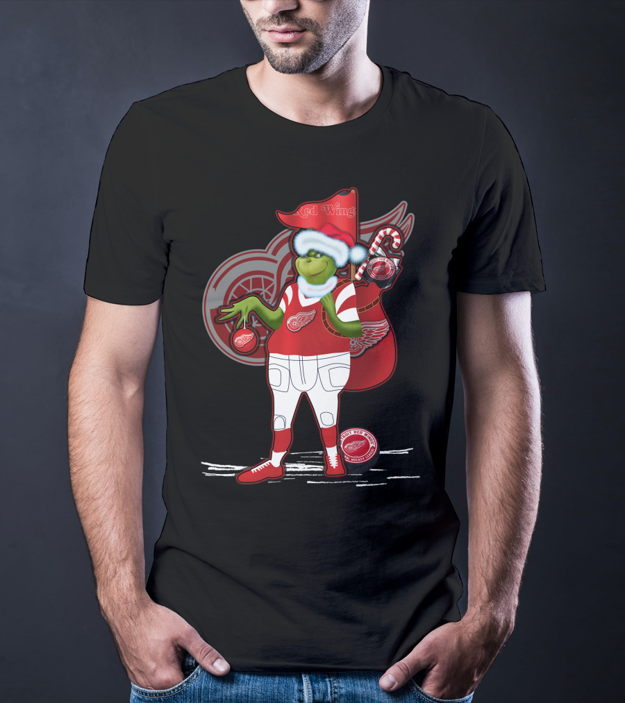 Grinchxmas Red Wings Hockey Holiday Crossover Detroit Wear T-Shirt