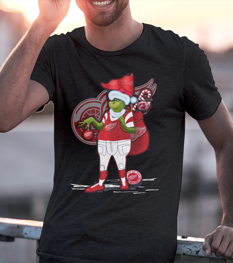 Grinchxmas Red Wings Hockey Holiday Crossover Detroit Wear T-Shirt
