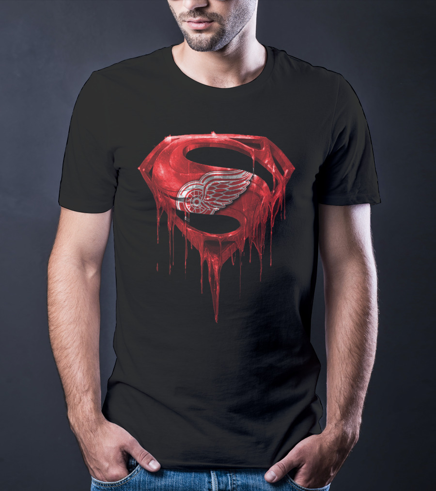 Detroit Red Wings Dripping Superman T-Shirt