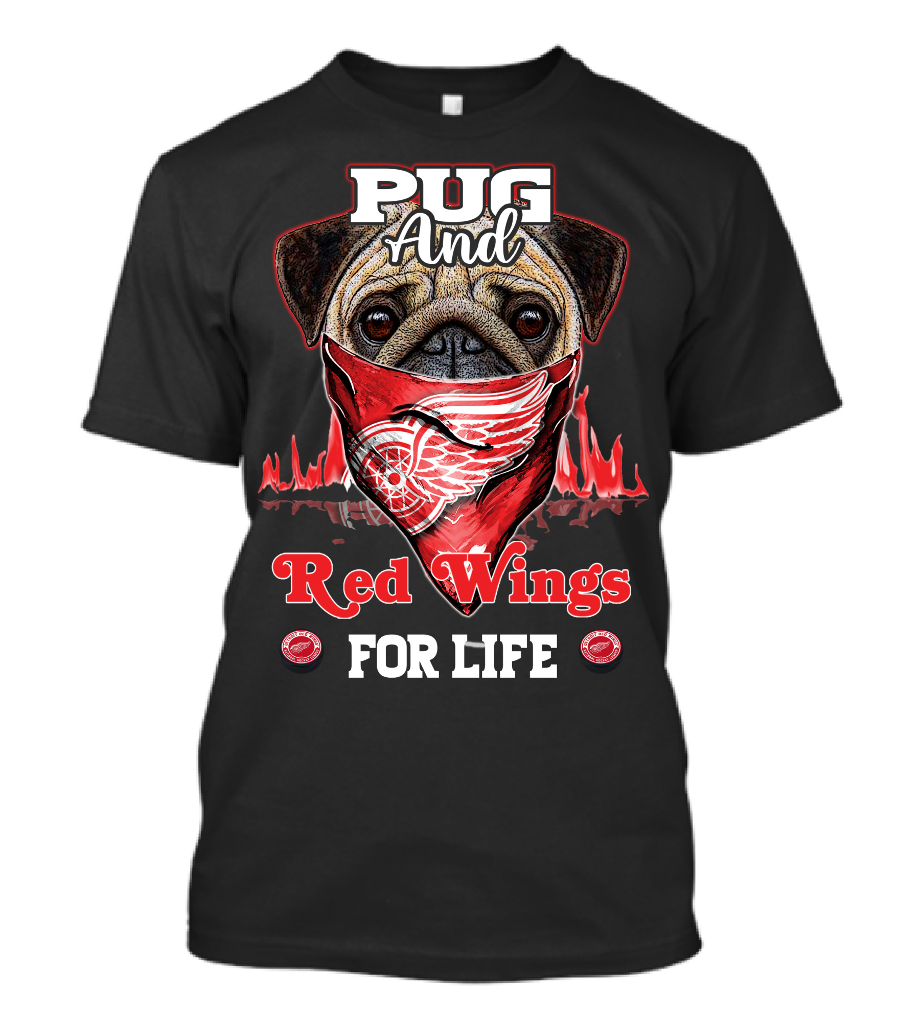 Pug And Red Wings For Life T-Shirt