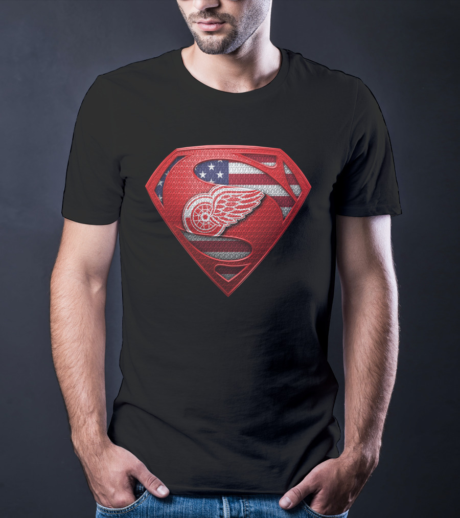 Detroit Red Wings American Flag Superman T-Shirt