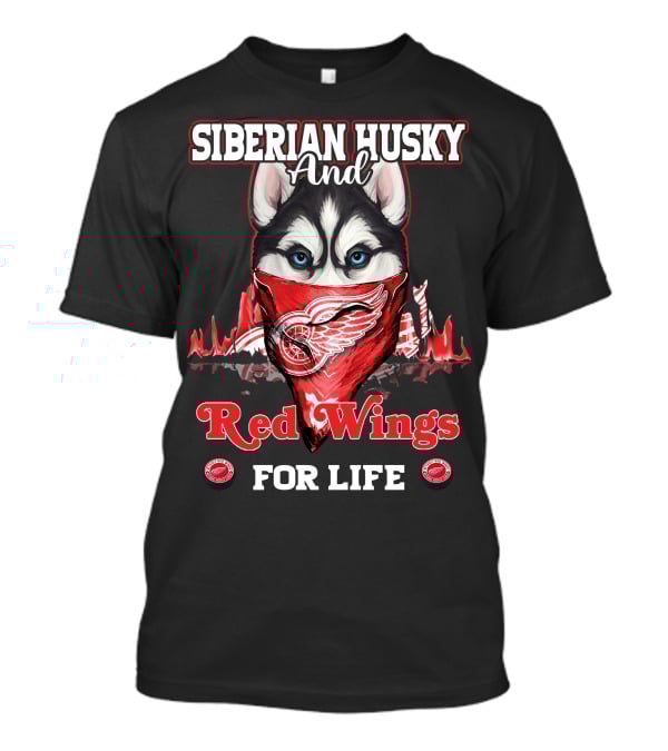 Siberian Husky And Red Wings For Life T-Shirt