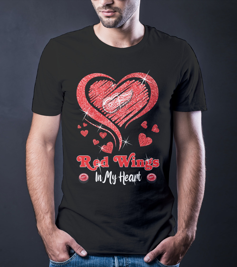 Red Wings In My Heart Detroit Love T-Shirt